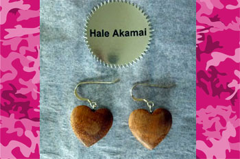 koa wood heart shaped earrings