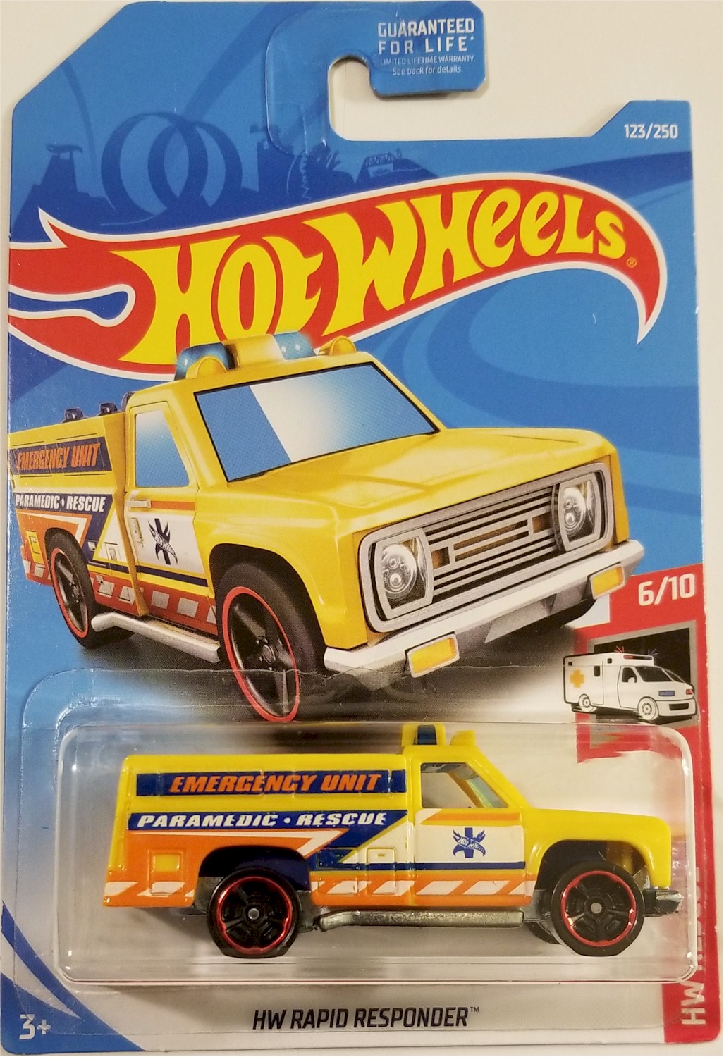 2019 HOT WHEELS HW RESCUE Series 6//10 ~HW RAPID RESPONDER #123 ~ Box Ships Free!