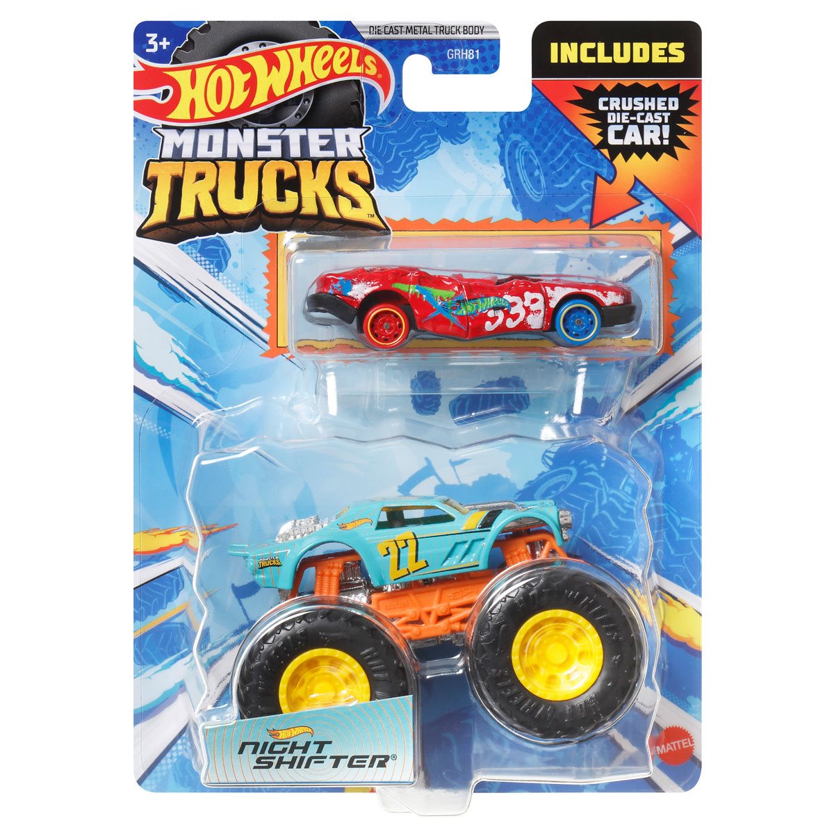 Hot Wheels - Monster Trucks Night Shifter & Crushed Sedan Sudden
