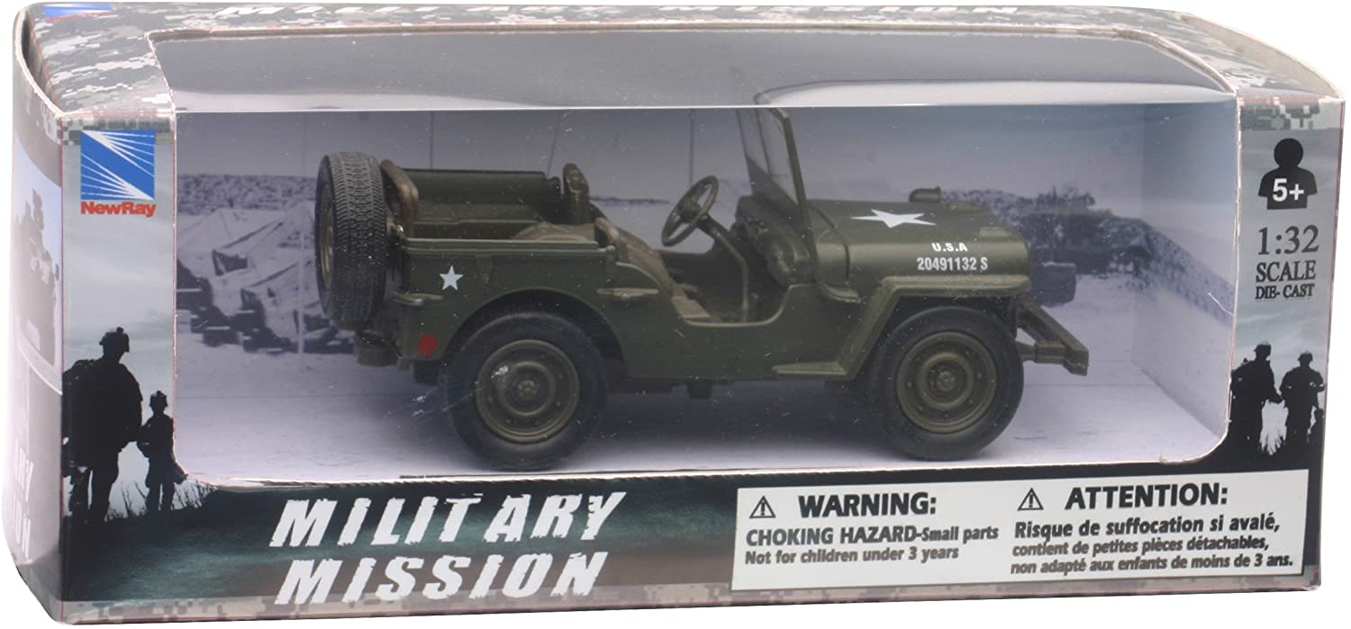 New Ray - 1:32 Scale Military Mission Jeep Willys Army Green