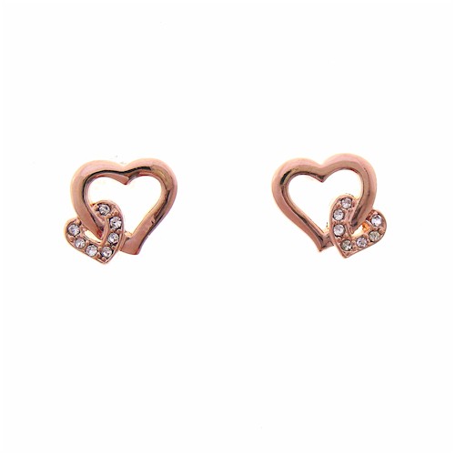 Fashion Jewelry - 18K Rose Gold Plated Heart Stud Earrings