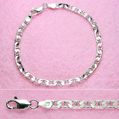 Sterling Silver - 7 inch 4mm Flat Anchor Bracelet (BR081L07