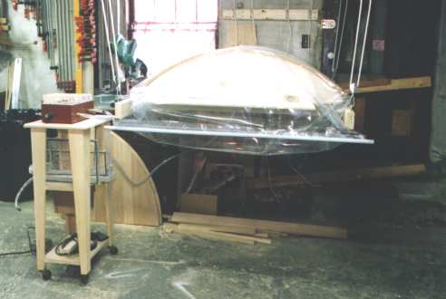 Bent lamination being done in vacuum bag by M Design Build